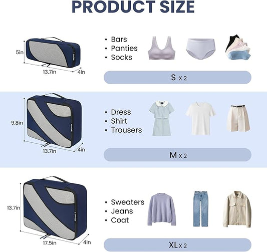 BAGAIL 6 Set Packing Cubes,Travel Luggage Packing Organizers