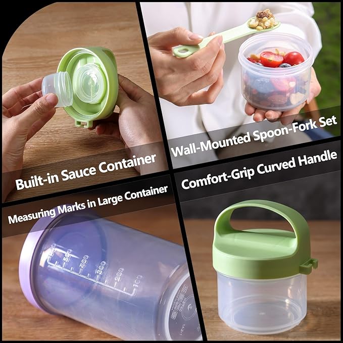 Portable & Airtight Food Storage Containers | 4-Piece Stackable Jars with Twist-Lock Lids | 60 oz Leak-Proof BPA-Free Jars for Snacks, Formula & Powder