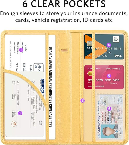 CoBak Car Registration and Insurance Holder - Vehicle Glove Box Car Organizer,Auto Truck Comparment Accessories Case with Magnetic Closure for Essential Document,Driver License,Cards