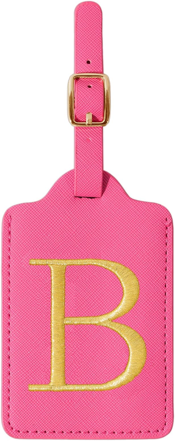izuzta Personalized Initial Luggage Tags, Rose Red Leather, Embroidered Custom Monogram, Privacy Cover, TSA Approved, 1 Count, Rectangular, Luggage Tag
