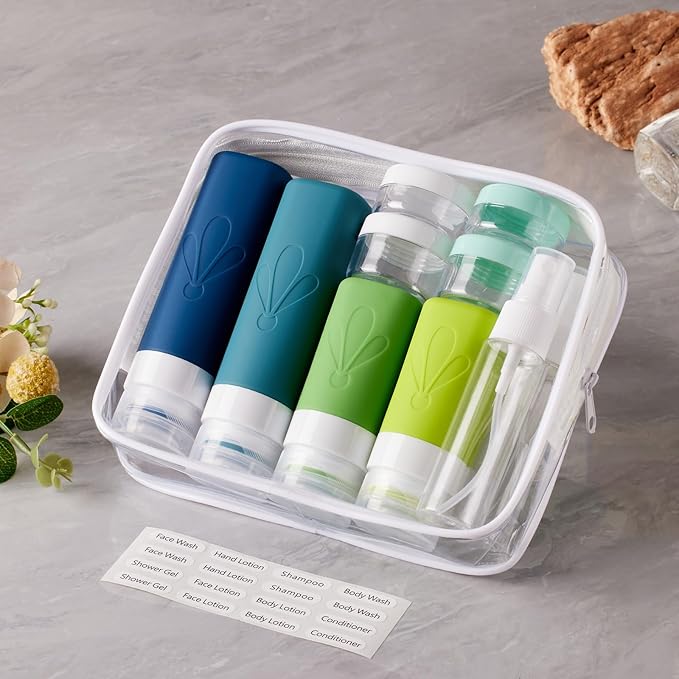 INSFIT Silicone Travel Bottles Set, 17 Pack Travel Size Toiletries, Leakproof Travel Bottles for Toiletries, Travel Accessories for Women, Airplane Travel Essentials, Travel Containers for Toiletries