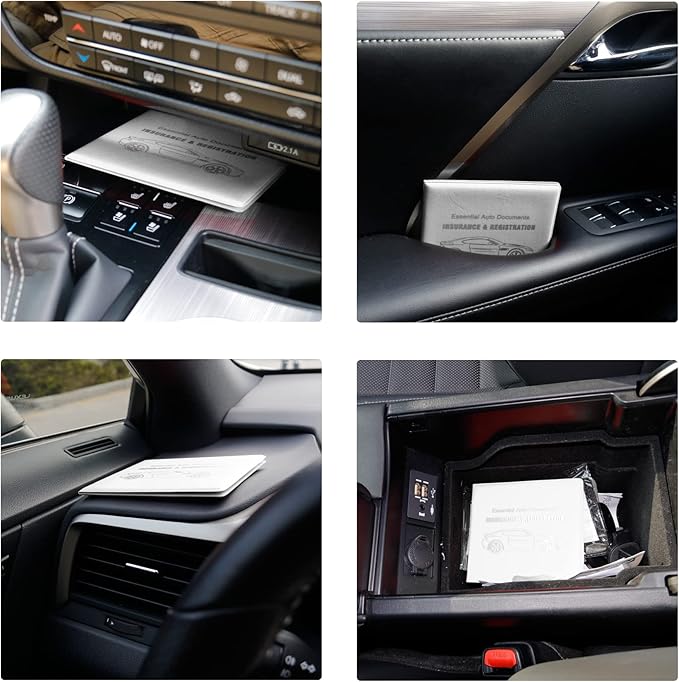 UYYE Car Registration & Insurance Card Holder, 2-Pack - White, Waterproof, 4-Compartment, Unisex-Adults Car Organizer