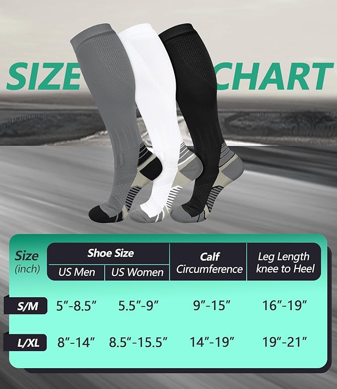 FuelMeFoot 3 Pack Copper Compression Socks - Compression Socks Women & Men Circulation - Best for Medical,Running,Athletic