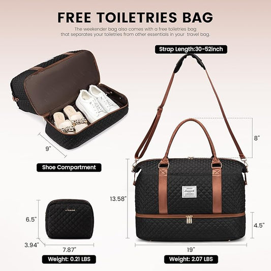 LOVEVOOK Travel Duffle Bag,Weekender Bags for Women with Shoe Compartment,Carry on Overnight Bag with Toiletry Bag,Gym Duffel Bag with Wet Pocket, Hospital Bags for Labor and Delivery