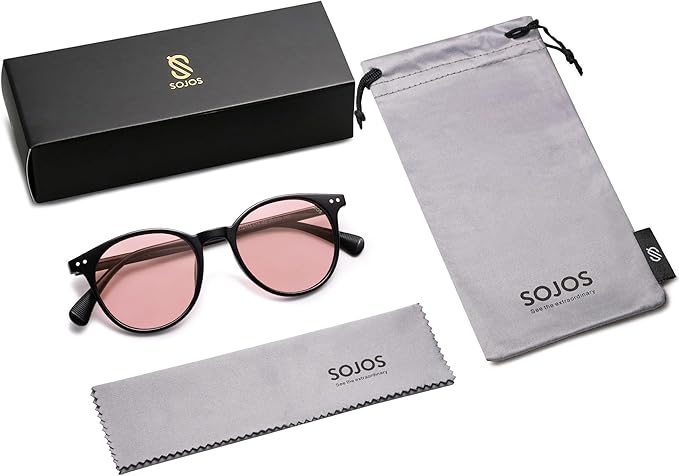 SOJOS Small Round Classic Polarized Sunglasses for Women Men Vintage Style UV400 Lens MAY SJ2113
