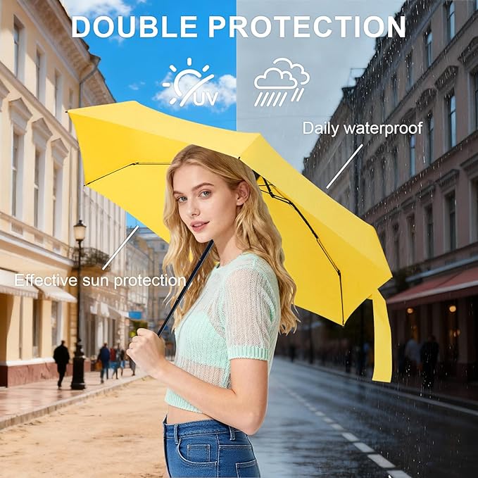 LEAGERA Compact Travel Umbrella with Case - Mini Umbrella for Purse, Small Lightweight &Tiny Design Perfect for Parasol Outdoor Sun&Rain Umbrellas