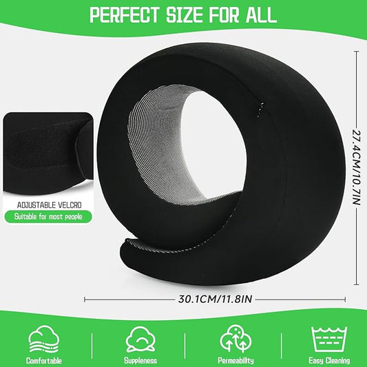 REDOFF®Travel Pillow for Neck Support, Memory Foam Neck Pillow for Airplane, Car, Office - Adjustable Strap with Magic Tape, Breathable & Portable with Storage Bag,It's Good to give Gifts.(Black)