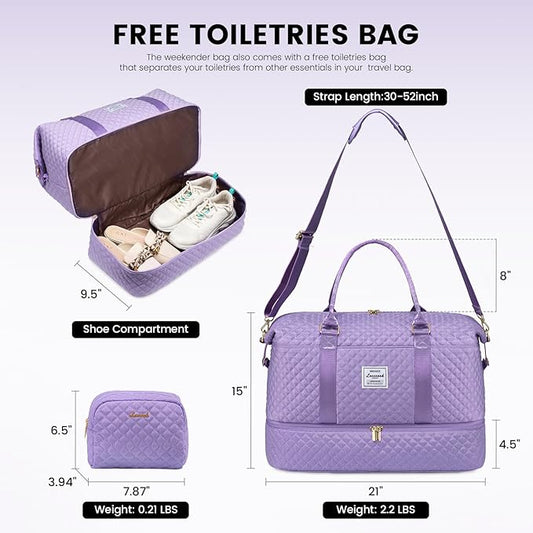 LOVEVOOK Travel Duffle Bag,Weekender Bags for Women with Shoe Compartment,Carry on Overnight Bag with Toiletry Bag,Gym Duffel Bag with Wet Pocket, Hospital Bags for Labor and Delivery