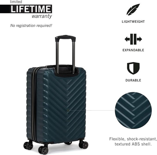 Kenneth Cole REACTION Madison Square Lightweight Hardside Chevron Expandable Spinner Luggage, Emerald, 20-Inch Carry On