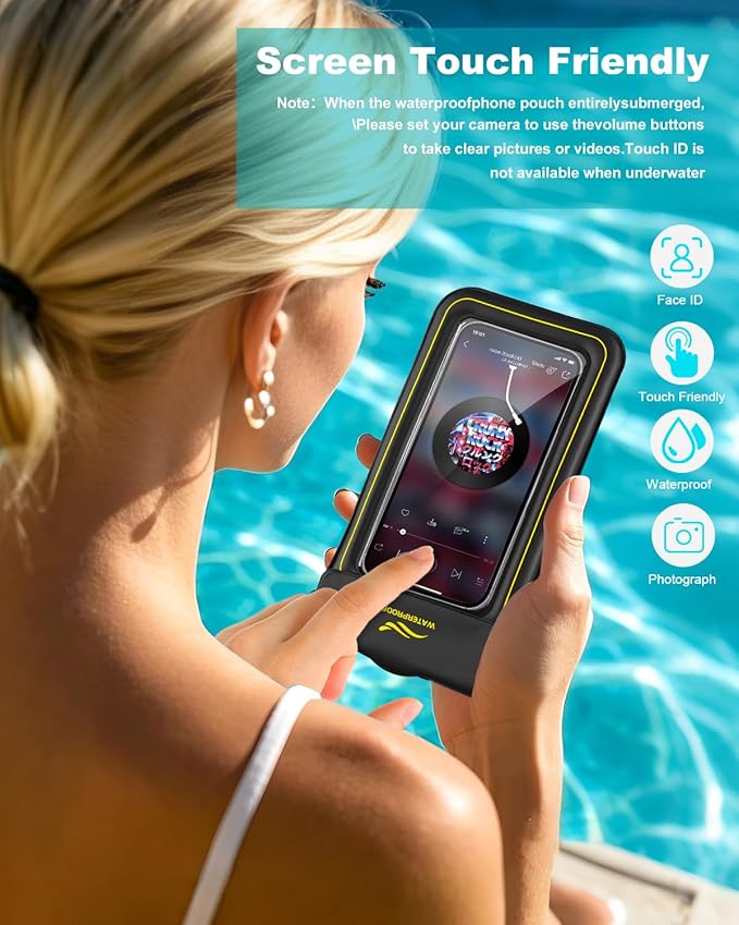 2-in-1 Waterproof Phone Pouch & Phone Armband Floating, Underwater Water Proof Phone Case with Detachable Strap, Waterproof Bags Up to 6.9", Beach Vacation Water Park Essentials