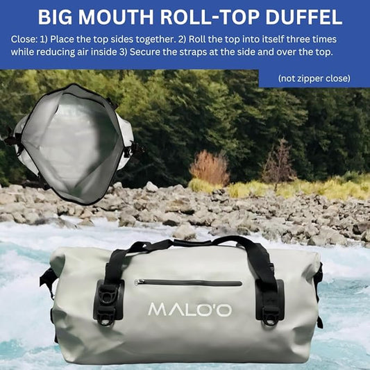 Malo'o Waterproof Dry Bag Duffel 40L/60L/100L, Roll Top Duffel Keeps Gear Dry for Kayaking, Rafting, Boating, Swimming, Camping, Hiking, Beach, Fishing - Internal & External Pockets and Molle Loops