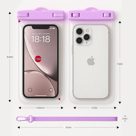 1/2 Pack Waterproof Phone Pouch Compatible with iPhone 17 16 15 Pro Max & Galaxy S24+/S23 7in Waterproof Phone Case with Lanyard, IPX8 Beach Travel Must Haves, Beach Essentials, Purple, 1 Pack