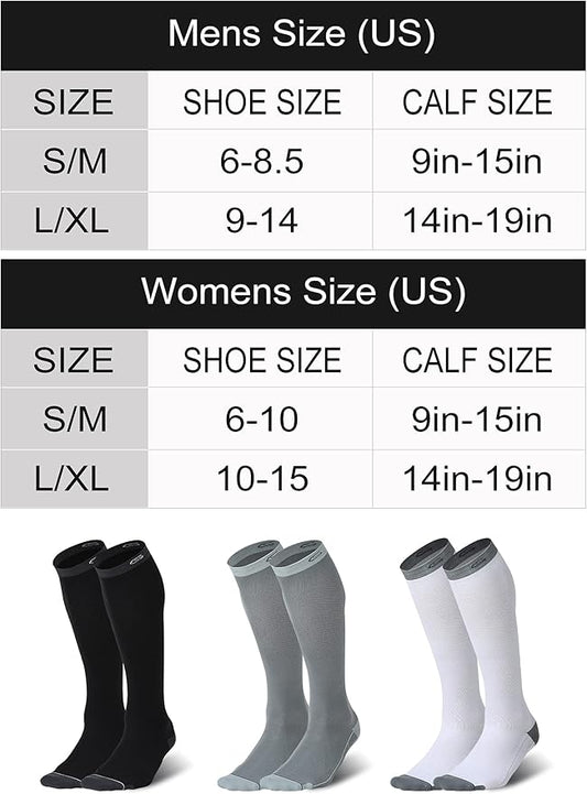 CS CELERSPORT 3 Pairs Compression Socks for Men and Women 20-30mmHg Running Athletic Support Socks