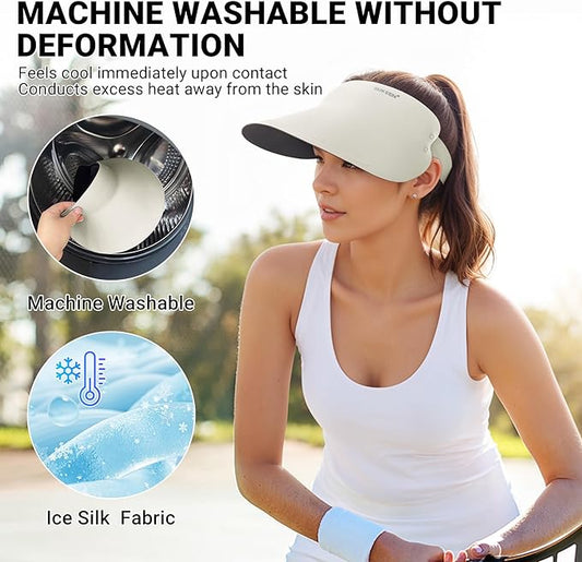 Sukeen Wide Brim Sun Visor Hat for Women Men,UPF50+ Seamless Sun Hats Foldable Ponytail Beach Hats for Daily Outdoor Sport