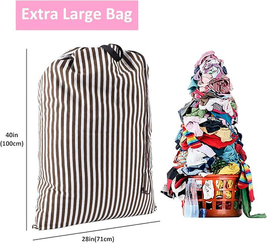 SWISSELITE Laundry Bag with Handle and Drawstring, Large Heavy Duty Laundry Bag, 28 x 40 Inches Travel Dirty Clothes Bag for Laundromat and Household