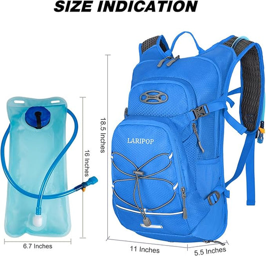 LARIPOP Hydration Backpack, 18L Hiking Backpack with 2L Water Bladder, Lightweight Water Pack for Cycling, Hiking, Biking