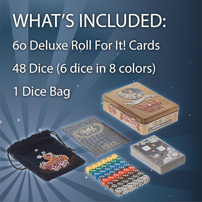 Calliope Roll for It! Deluxe Edition – Fast Dice Rolling Game of Luck & Strategy for 2–8 Players Ages 8+ | Quick Family Board Game Night Fun in Travel Tin