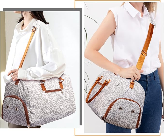 Duffle Bag for Travel, Weekender Bag with Shoe Compartment, Carry On Overnight Bag for Women with Toiletry Bag, Gym Bag with Wet Pocket, Hospital Bags for Labor and Delivery Beige