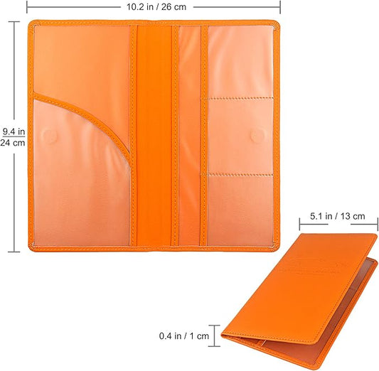 Premium Car Registration & Insurance Card Holder with Magnetic Shut, Vehicle Glove Box Car Organizer - For Documents, Cards, License (Orange)