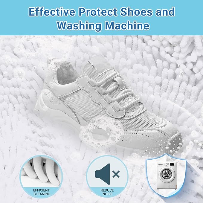 Large Shoe Bag for Washing Machine, Two-Zone Design, 2 Mesh Pockets, One-Step Wash for Complete Cleaning, Durable Invisible Zipper Sneaker Laundry Bag Home Dorm Essentials 9.45" x 13.8"