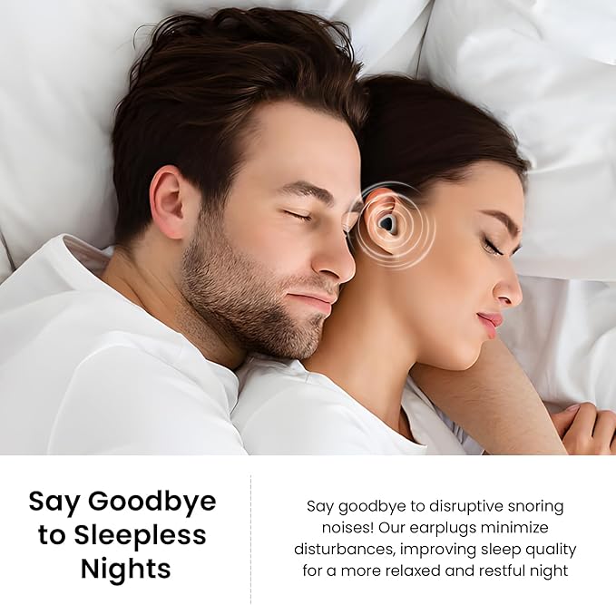 Ear Plugs for Sleeping Noise Cancelling, 45dB Reusable Silicone Earplugs with 6 Eartips and Carry Case, Ear Plugs for Concert & Hearing Protection, Sleep, Travel, Focus & Noise Reduction, White