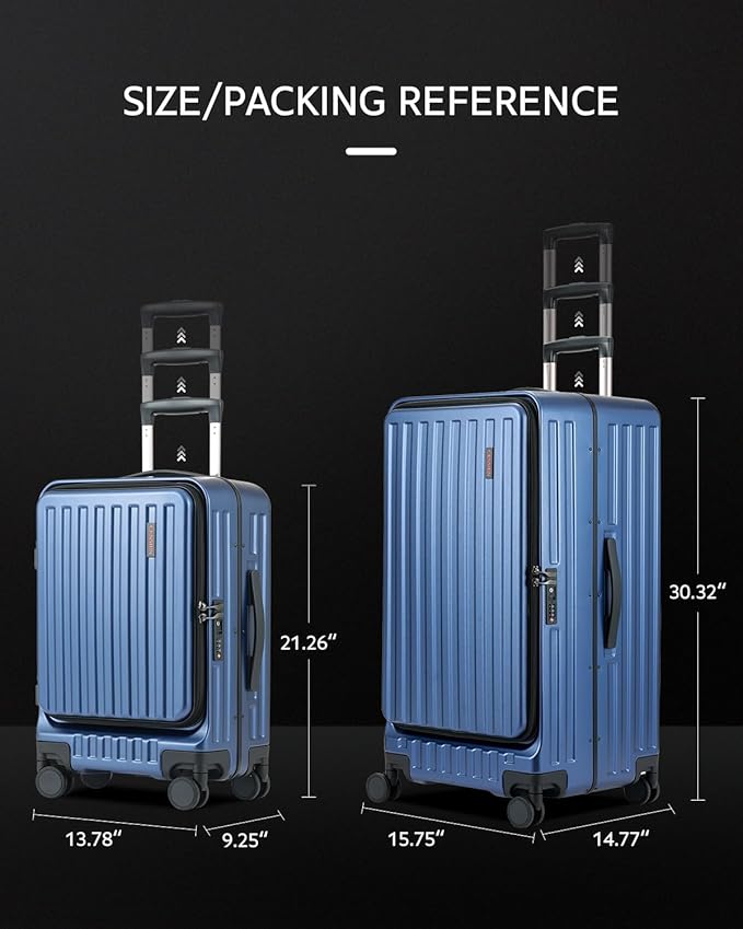 Luggage Sets 2 Pieces, 20 Inch Carry On Luggage and 29 Inch Checked Luggage with Spinner Wheels, Lightweight ABS+PC Hardshell Trunk Suitcases with Aluminum Frame, Top Opening (Blue, 20/29)