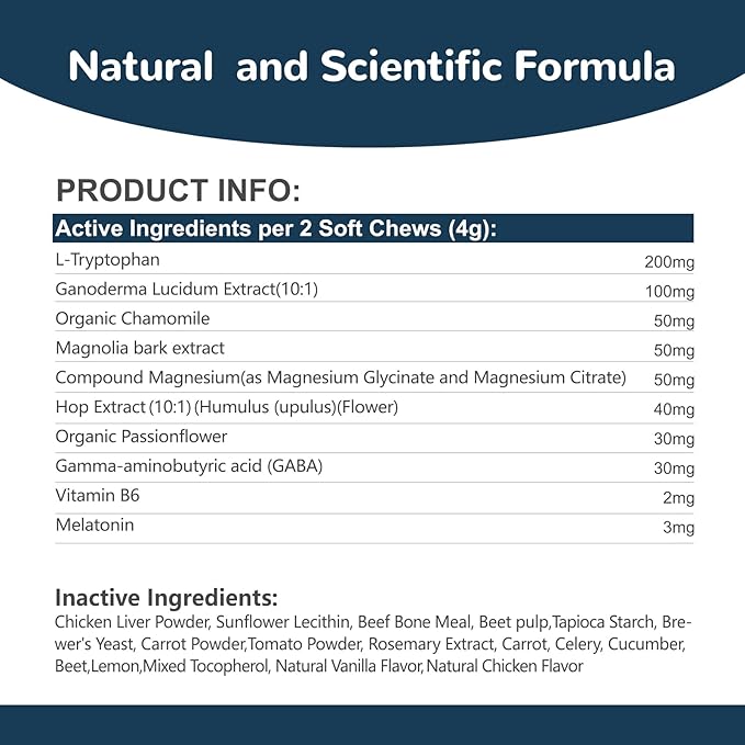 Melatonin for Dogs, Calming Chews for Dogs for Sleep Aid, Fireworks, Storms, Thunder, Barking, Separation, Dog Calming Chews with Valerian Root & L-Theanine, 200 Count