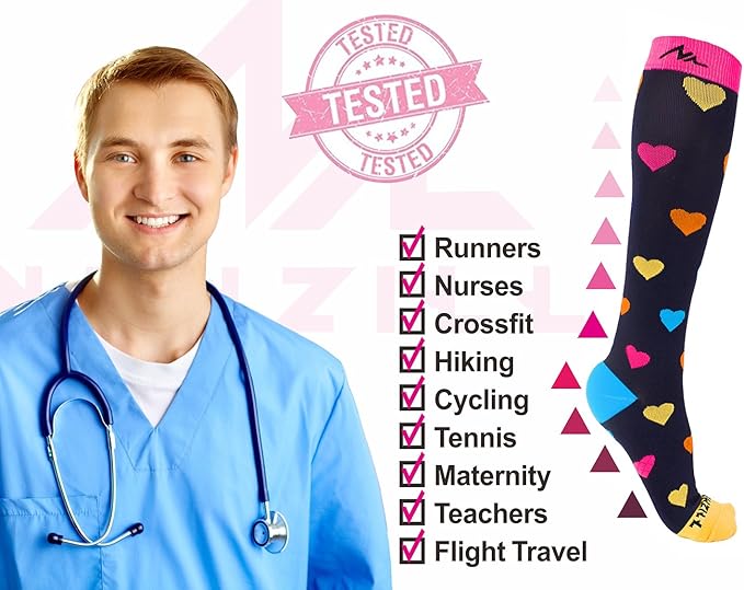 NEWZILL Medical Compression Socks for Women & Men, 20-30 mmHg Knee-High Support for Circulation, All-Day Comfort for Work Travel Running Cycling and Fitness