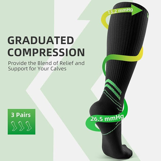 Wakefeet Compression Socks for Women Men 3 Pairs, Compression Stockings, Fragrance Flight Socks for Travelling Sitting