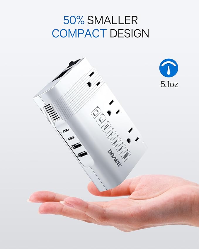 DOACE 220v to 110v Voltage Converter US to Europe: 350W 220 to 110 Voltage Converter for European Travel - International Power Adapter Plug Combo Step Down Transformer White