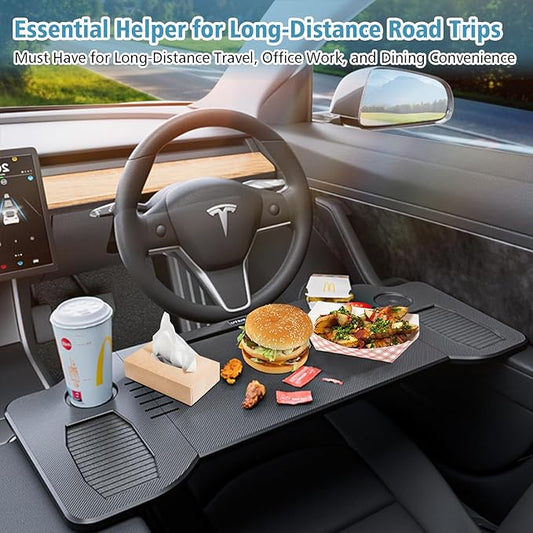 Car Desk Steering Wheel Tray, Foldable Car Table Tray, Car Desk for Laptop, Steering Wheel Desk for Eating and Traveling, Upgraded Design