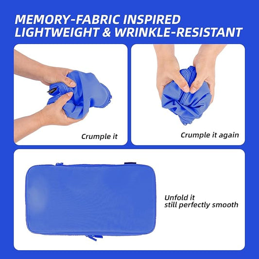 4 Piece Compression Packing Cubes for Suitcases and Backpack, Lightweight Travel Organizers (Bright Blue)