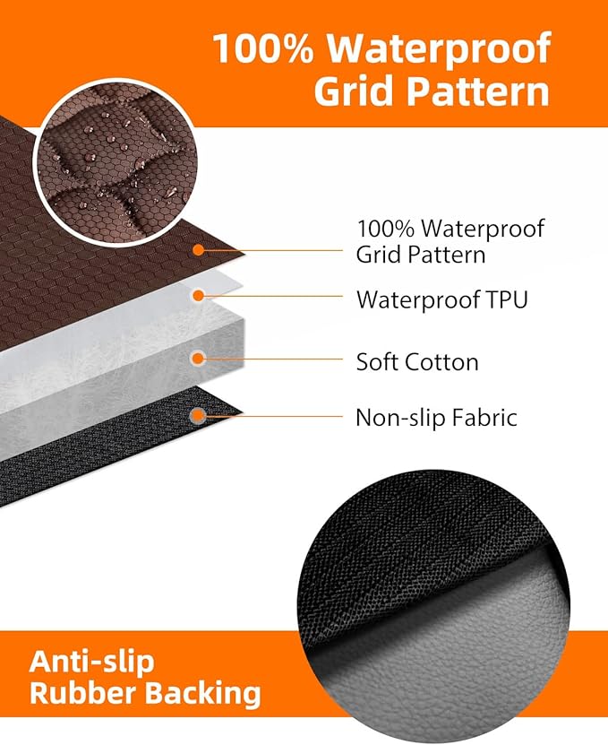 PETICON Dog Car Seat Cover with Mesh Window, 100% Waterproof Pet Seat Cover for Back Seat, Scratchproof Dog Hammock for Cars, Trucks, SUVs, Jeeps, Brown