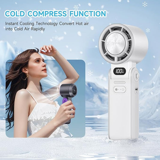 Portable Handheld Turbo Fan with Cooling Plate, 1–100 Stepless Speeds Rechargeable Personal Mini Fan, Perfect Summer Gift for Office Camping Travel Outdoor(Black)