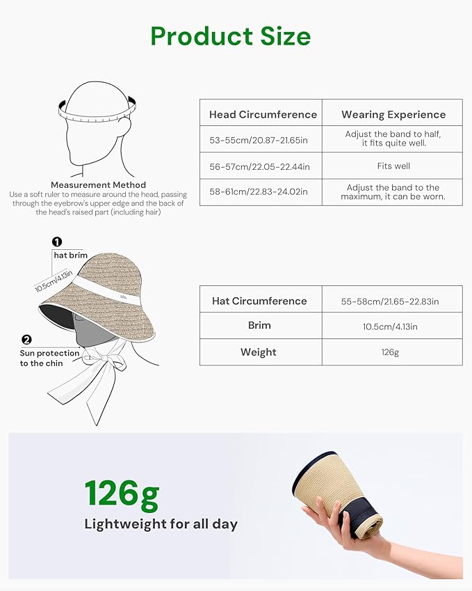 BENEUNDER Sun Visors for Women UPF50+ Foldable Wide Brim Straw Hats Packable Summer Ponytail Beach Hats for Travel