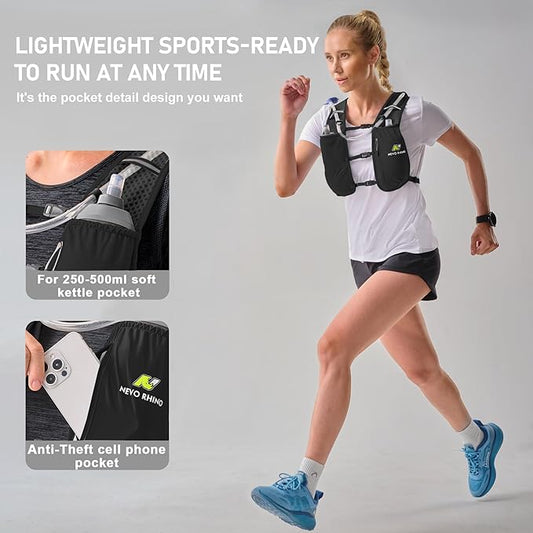 N NEVO RHINO Running Hydration Vest for Women 1.5L Water Bladder Backpack 5L Small -Lightweight Breathable Hydration Vest for Hiking Trail Running Cycling Marathon for Women