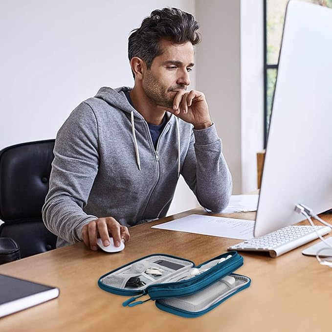 Skycase Electronic Organizer Travel Case - Waterproof Travel Cord Pouches for Organization, Cable Organizer, All-in-One Double Layers Storage Bag for Accessories, Charger, Cable, Green