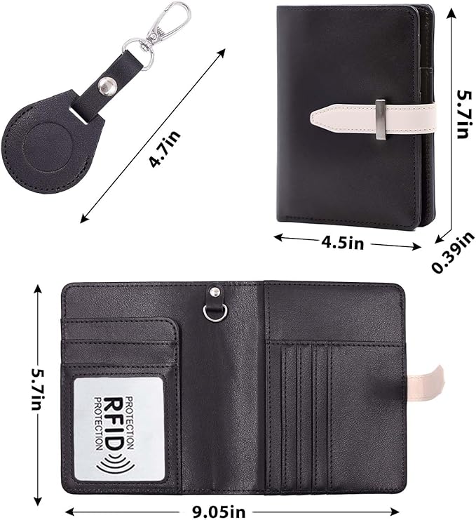 Passport Holder with Airtag for Women/Men,Airtag Passport Wallet for Travel,Cute Passport Holder Rfid Blocking,Travel Wallet for Cards Passport Cover Case (Black)