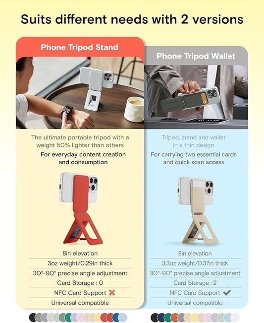 MOFT Phone Tripod Stand Selfie Stick for iPhone, Multi-Angles iPhone Stand, Lightweight & Portable Phone Holder, Strong Magnets, MOVAS Vegan Leather, Travel Essentials,Soothing Mist(Without Card Slot)