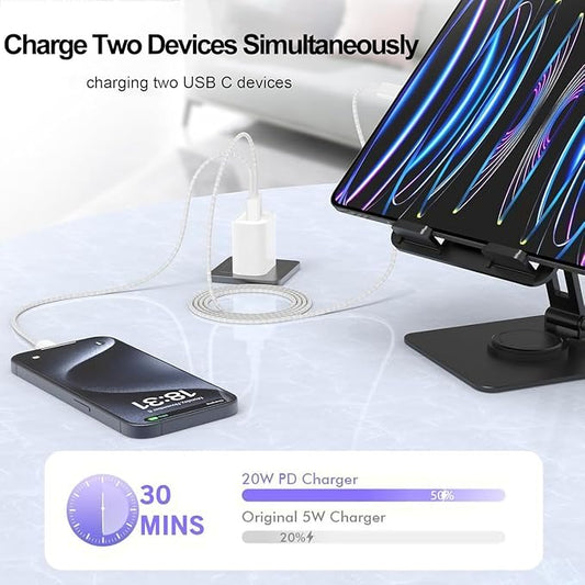 iPhone 17/16/15 Fast Charger,2-Pack USB C 2in1 Dual PD Charging Block with 10FT Long Type C to C Woven Charger Cable for Apple iPhone 17 Pro Max/17 Pro/Air/iPhone 16 Pro Max/16e/15 Pro/15 Plus