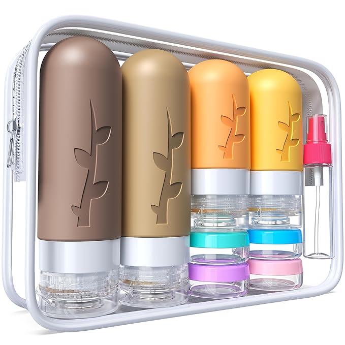 Travel Containers for Toiletries, 18pack TSA Approved Size Containers for Toiletries,travel bottles for Toiletries,travel Jars or Personal Essentials