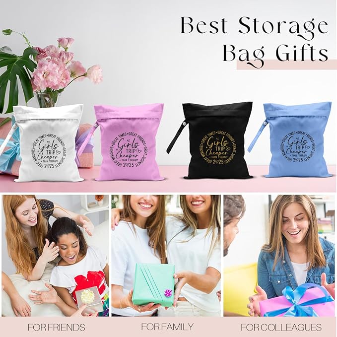 4Pcs Girls Trip Gifts Wet Dry Bag, Beach Bag Wet Bag Favors, Sunscreen Bags Swimsuit Toiletry Travel Essentials For Women, Beach Travel Gym Laundry bags for Dirty Diaper Swimsuit Gifts