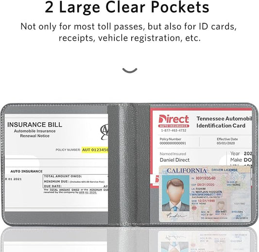 CoBak Car Registration and Insurance Holder - Men and Women Small Lightweight Vehicle Glove Box Car Organizer, Auto Truck Comparment Accessories Case for Essential Document, Driver License (Gray)