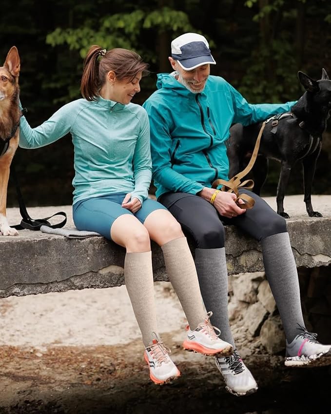 Bamboo Viscose Compression Socks for Women Men 2 Pairs 15-20mmHg Knee High Compression Socks Travel Nurse