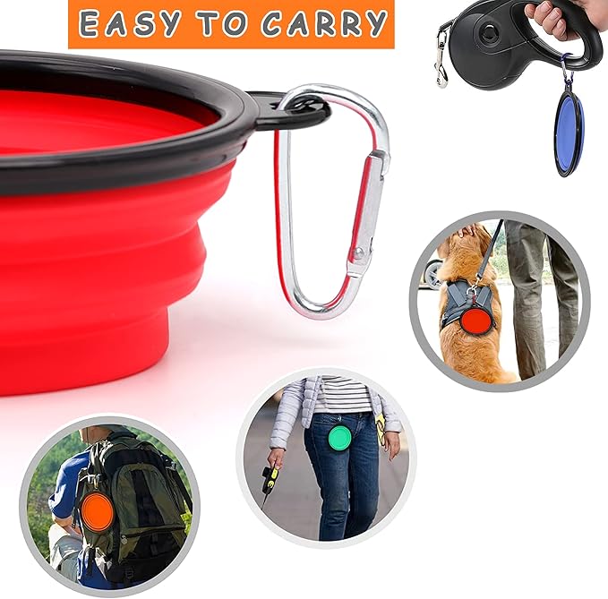 2 Pack Dog Bowl Pet Collapsible Bowls with Clasp Puppy Travel Bowl Portable Cats Water Food Dish for Walking Parking Outdoors Traveling