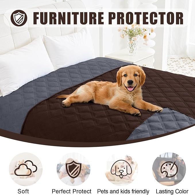 Smiry Waterproof Dog Bed Cover Blanket 30x70, Soft Reversible Pet Blanket, Washable Leakproof Cats Dogs Couch Cover for Sofa, Couch, Furniture, Lattice, Chocolate/Dark Grey