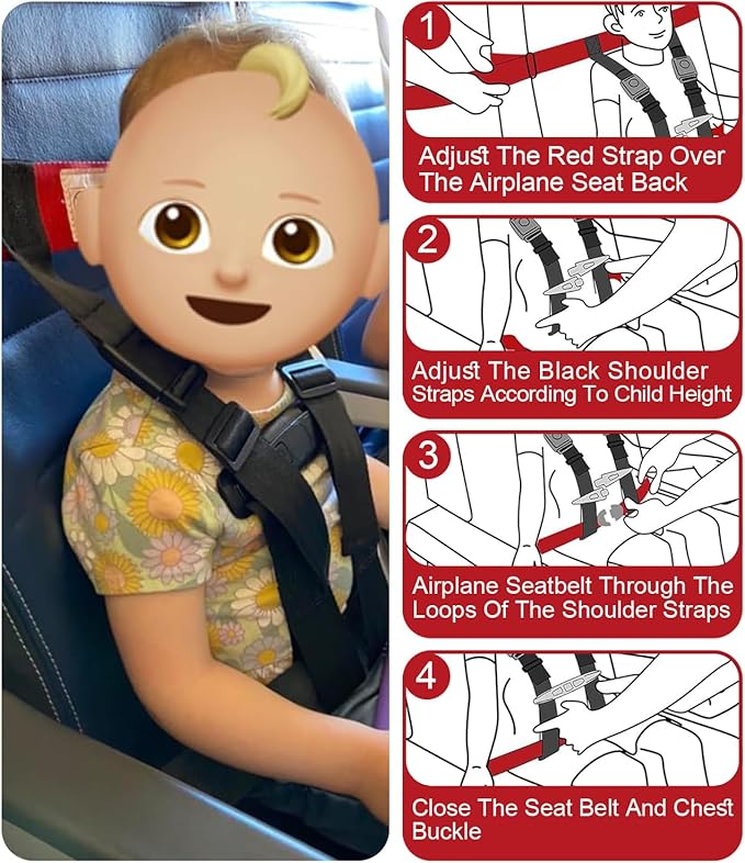 Child Airplane Safety Travel Harness, Toddler Travel Restraint, Airplane Safety Harness for Kids, Toddler Flying Safety Device to Protect Your Child, Airplane Seat Accessories for Child Travel