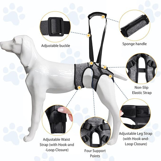 LIANZIMAU Dog Sling for Large Dogs Adjustable Hind Leg Support Lift Harness Help em up Harness Senior Canine Mobility Aid Carrier for Back Legs Walking Rehabilitation