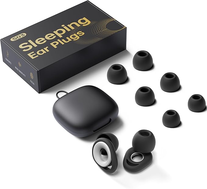 Ear Plugs for Sleeping Noise Cancelling, Reusable Silicone Earplugs for Sleeping, High Fidelity with Mute Layer for Noise Redution for Travel,Focus,28dB Noise Reduction (Black White)