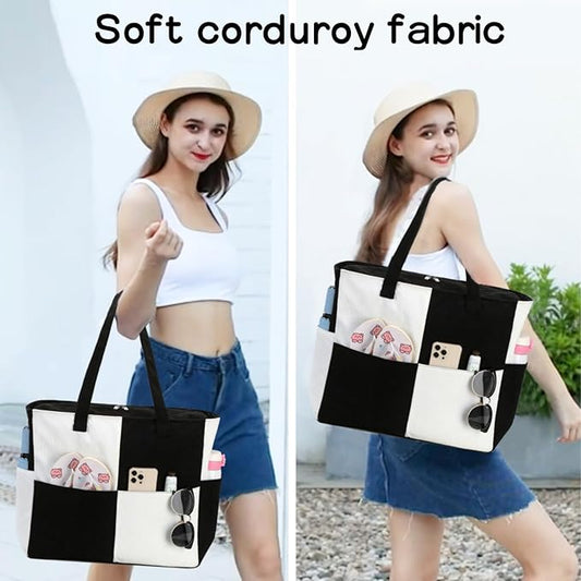 Bluboon Waterproof Beach Tote Pool Bags for Women Ladies Extra Large Carry On Bag With Wet Compartment for Weekender Travel